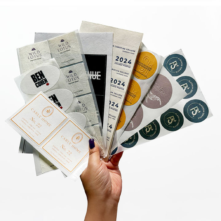 Custom embossed stickers & labels with print & foil