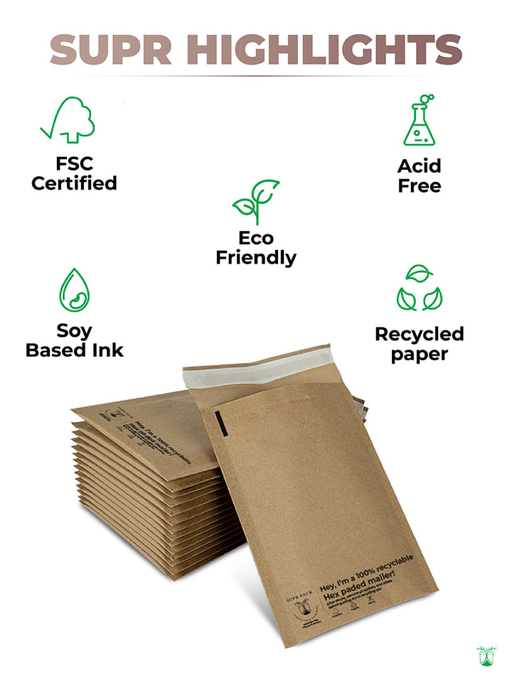 custom hex padded mailers | hex padded mailers | eco friendly hex padded mailers | printed hex padded mailers | sustainable hex padded mailers