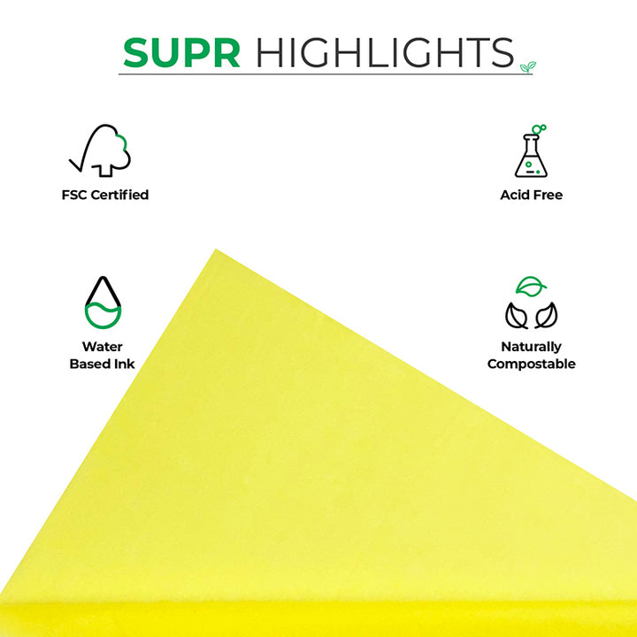Yellow Tissue Wrapping Paper for Sustainable Packaging- MOQ 100 sheets