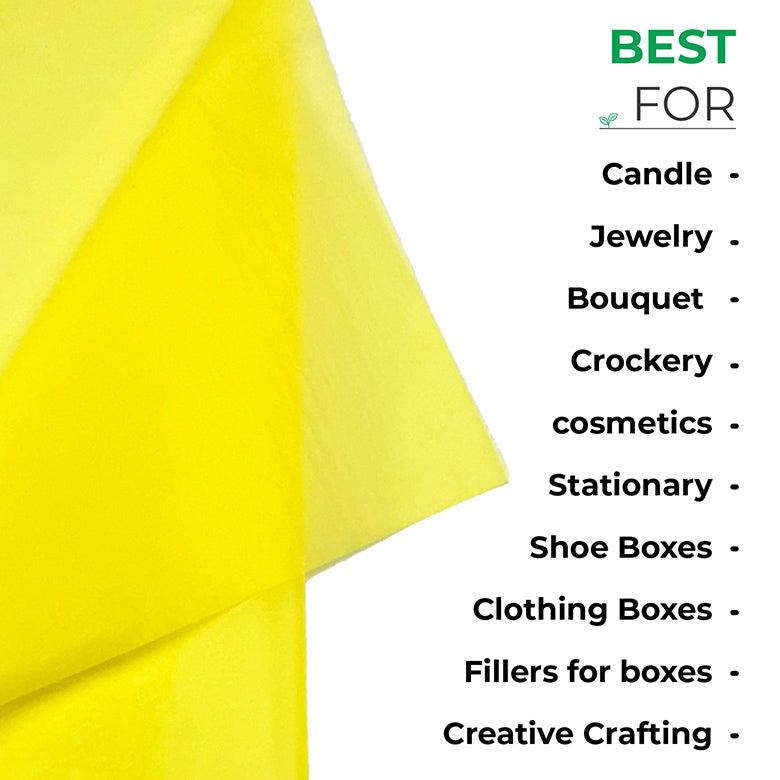 Yellow Tissue Wrapping Paper for Sustainable Packaging- MOQ 100 sheets