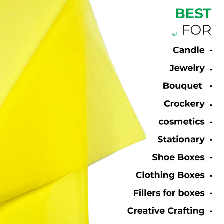 Yellow Tissue Wrapping Paper for Sustainable Packaging- MOQ 100 sheets