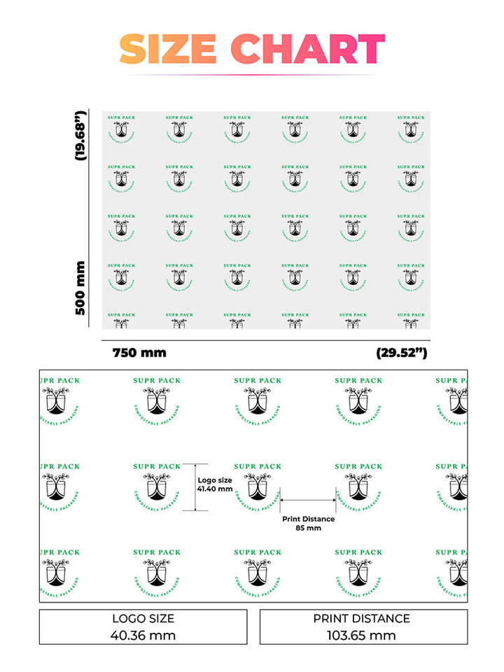 Custom Tissue Paper with your logo in 2 colours. 200-7500 Sheets.