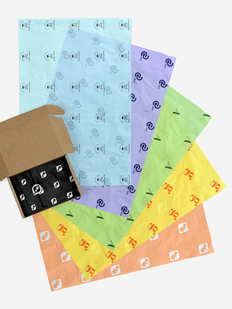 Colored Custom Tissue Paper with Custom Stickers | Supr Pack – suprpack.com