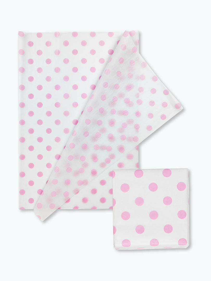 Tissue Wrapping Paper with Printed Pink Polka Dots from Pack of 100 sheets