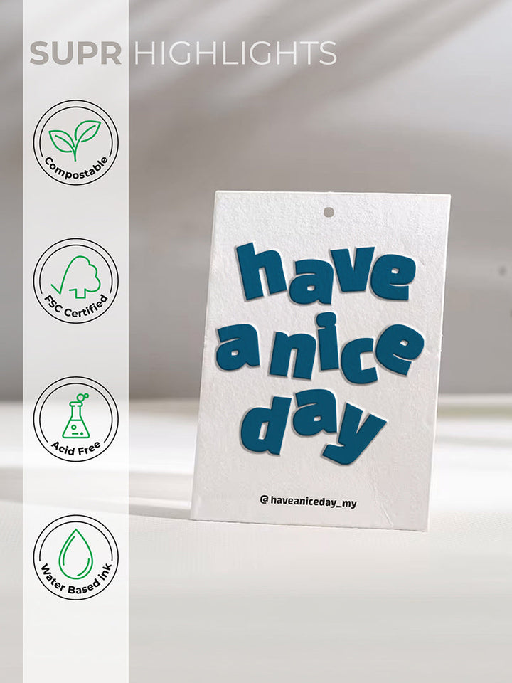 ECO-FRIENDLY CUSTOM EMBOSSED HANG TAGS WITH YOU LOGO.