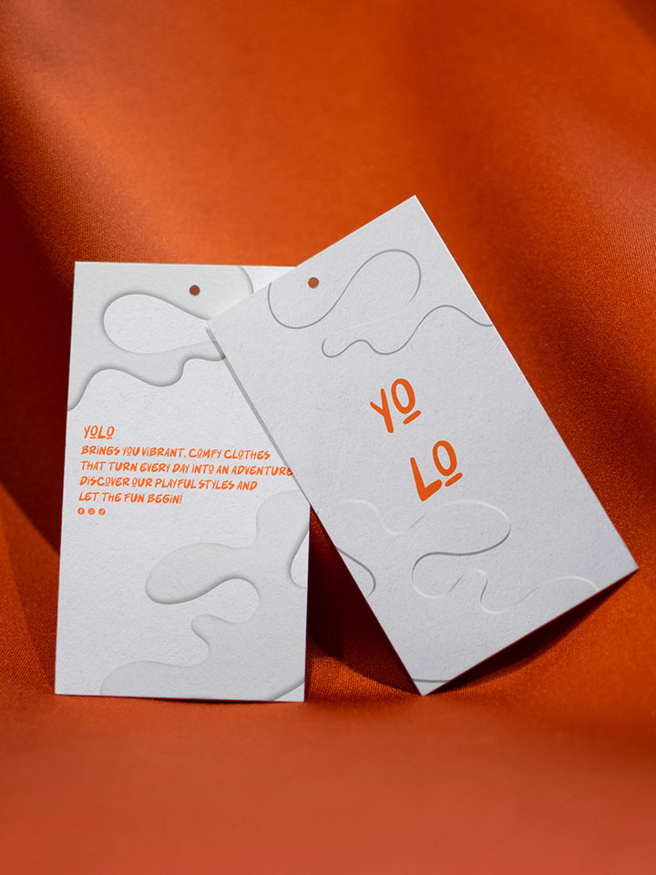 ECO-FRIENDLY CUSTOM EMBOSSED HANG TAGS WITH YOU LOGO.