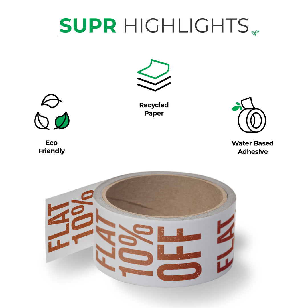 Custom Eco-friendly Water Activated Tape - MOQ 5 Rolls