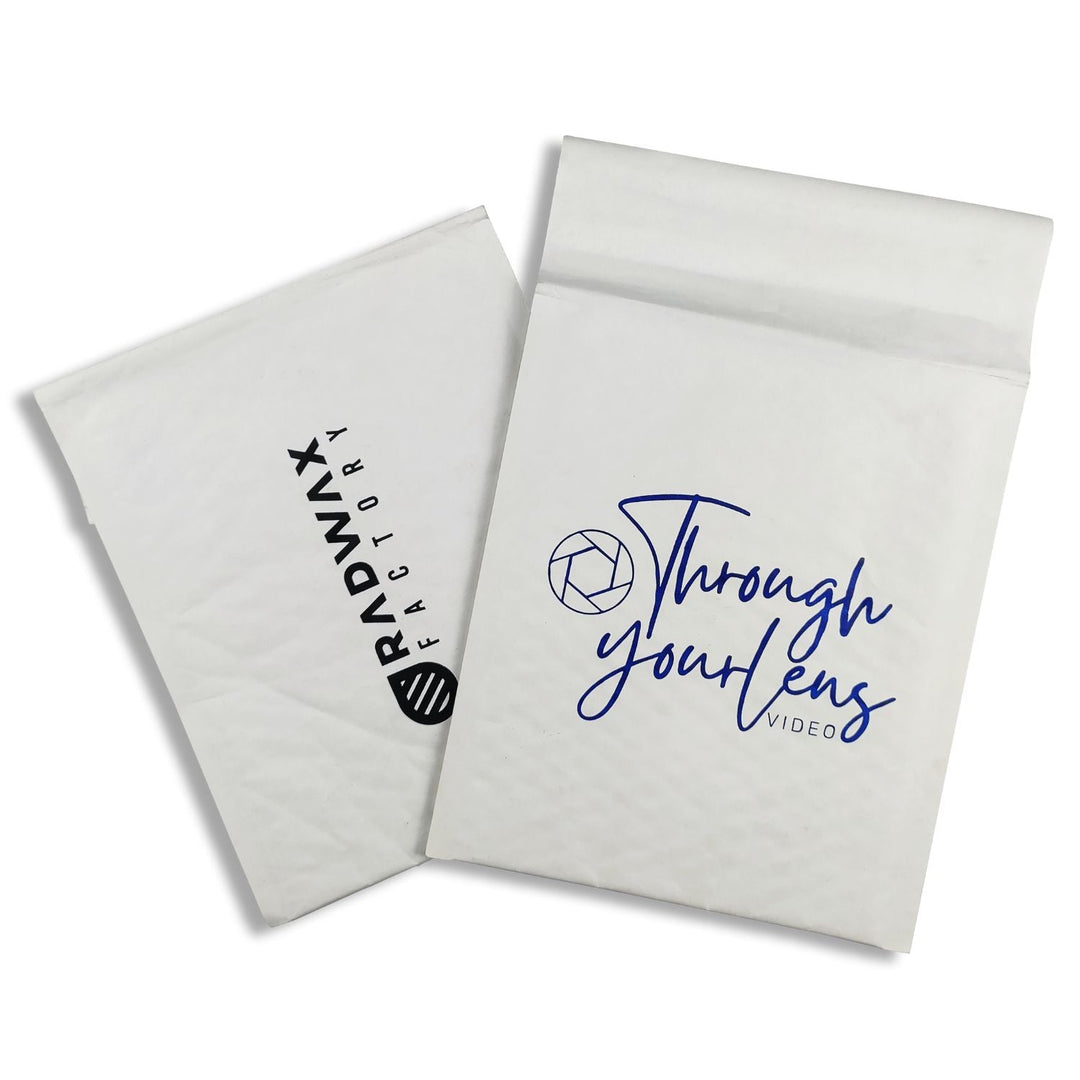white bubble mailer | compostable padded mailers | sustainable bubble mailers | eco-friendly packaging mailers | custom white bubble mailer | printed bubble mailers