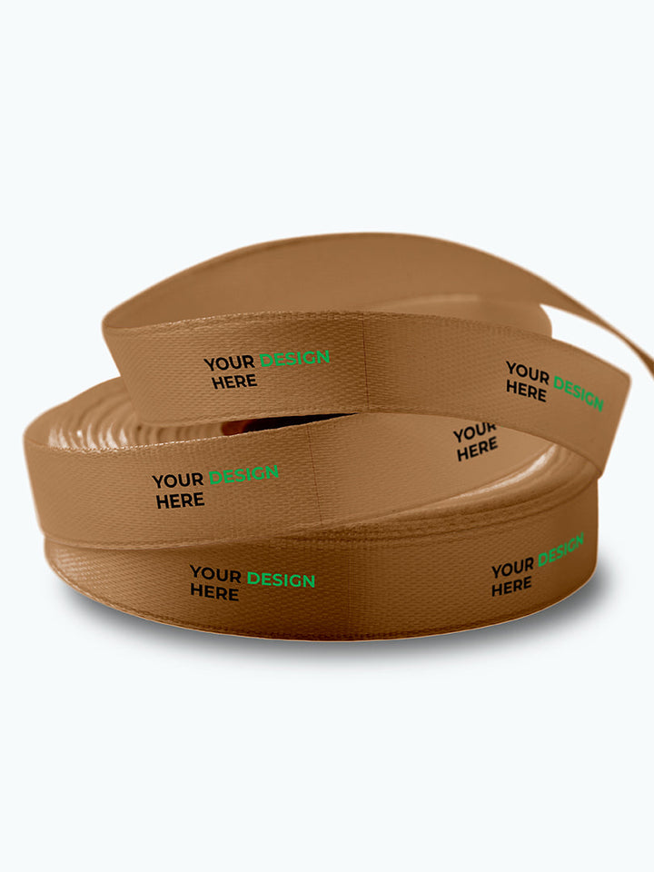 CUSTOM COMPOSTABLE RIBBON IN TWO COLORS. MOQ 2 ROLLS. W: 16mm X 100 Y