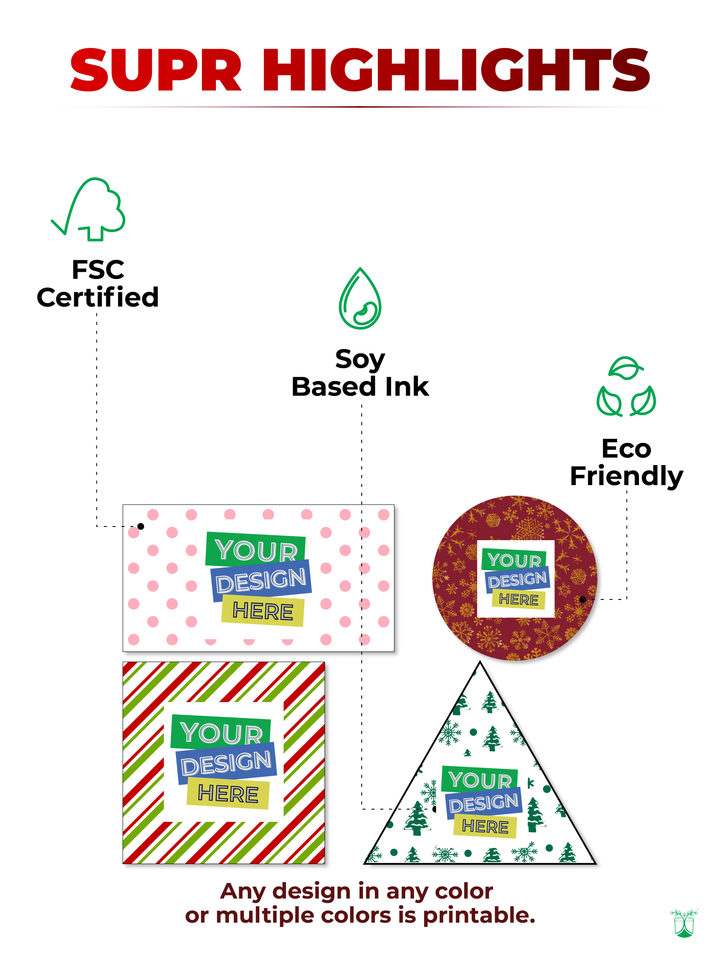 Custom Compostable Festive Stickers- From Pack of 50 Stickers