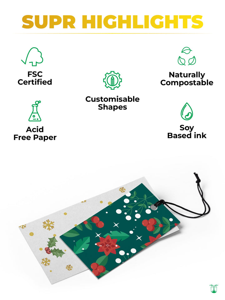 Christmas Tags for Eco-friendly & Festive Packaging- MOQ-100 Tags