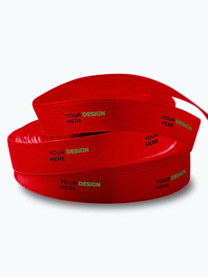 CUSTOM COMPOSTABLE RIBBON IN TWO COLORS. MOQ 2 ROLLS. W: 16mm X 100 Y