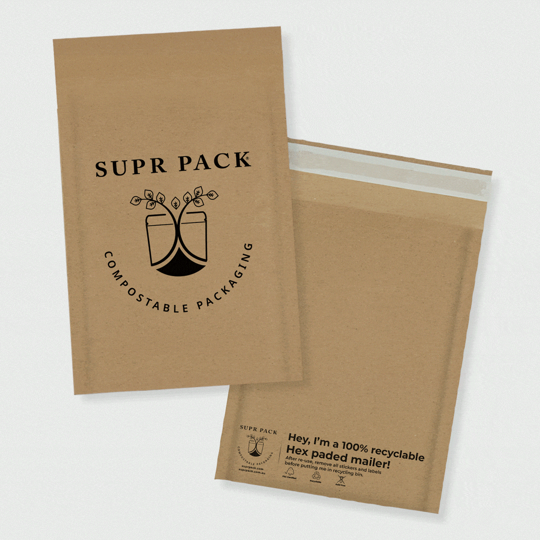 Fully Customised Compostable Hex Padded Mailers
