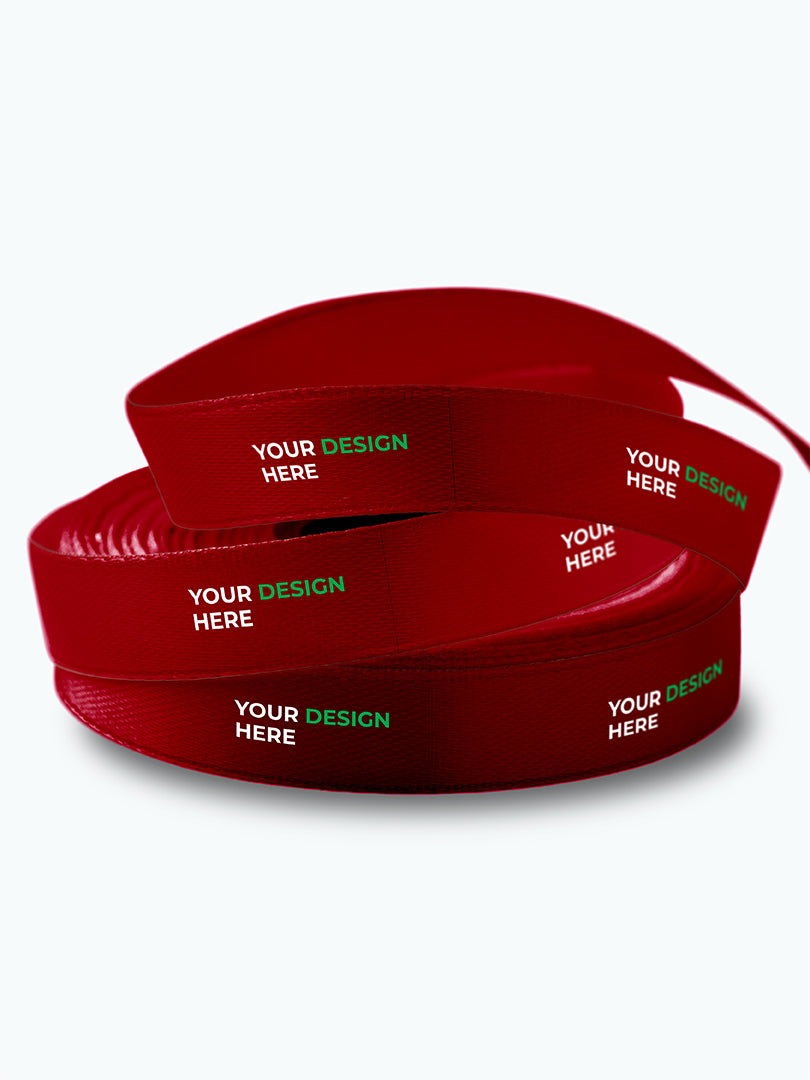 CUSTOM COMPOSTABLE RIBBON IN TWO COLORS. MOQ 2 ROLLS. W: 16mm X 100 Y